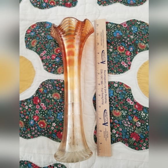 Vintage Imperal Ripple Carnival Glass Swung Vase 10.5" - Picture 2 of 5